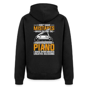 Klavier - Unisex Premium Bio Zip Hoodie - Schwarz - Hinten - Nico (187cm)