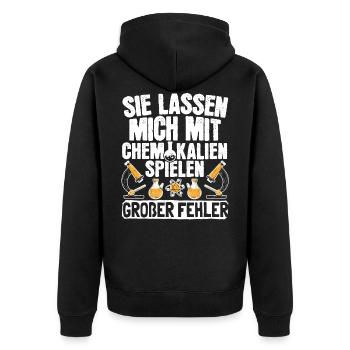 Chemie Beruf Chemikant Mit Chemikalien Spielen - Unisex Premium Bio Zip Hoodie - Schwarz - Hinten - Nico (187cm)