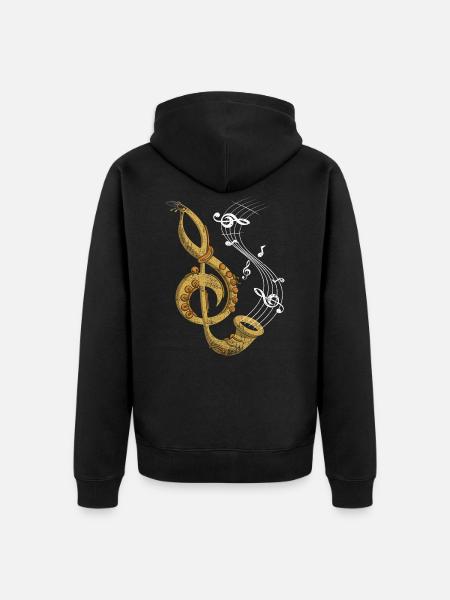 Saxophone music - Unisex Premium Organic Zip Hoodie - black