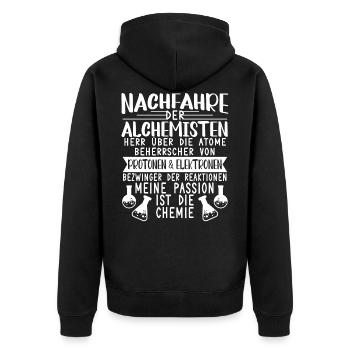 Chemie Chemisch Nachfahre Der Alchemisten - Unisex Premium Bio Zip Hoodie - Schwarz - Hinten - Nico (187cm)
