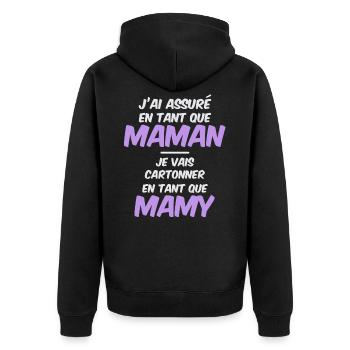 Annonce grossesse originale pour une future mamy - Veste à capuche bio Premium Unisexe - noir - Dos - Nico (187cm)
