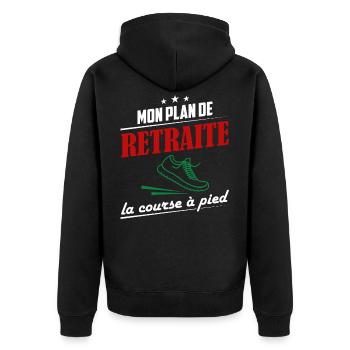 Mon plan de retraite la course à pied - humour - Veste à capuche bio Premium Unisexe - noir - Dos - Nico (187cm)