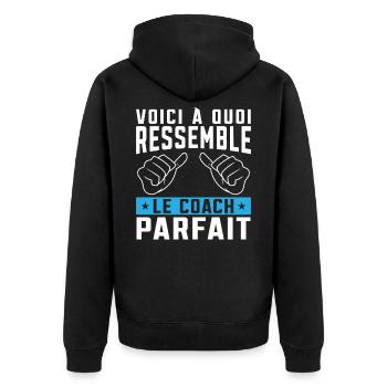 Coach parfait - Humour Cadeau pour coach sportif - Veste à capuche bio Premium Unisexe - noir - Dos - Nico (187cm)