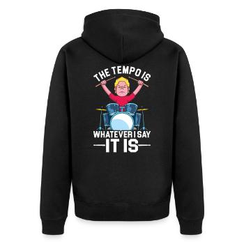 Schlagzeug Schlagzeuger - Unisex Premium Bio Zip Hoodie - Schwarz - Hinten - Nico (187cm)