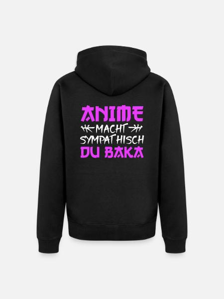 Anime - Unisex Premium Bio Zip Hoodie - Schwarz