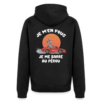 j'me barre au Pérou - humour lama cadeau - Veste à capuche bio Premium Unisexe - noir - Dos - Nico (187cm)
