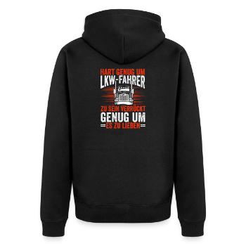 Hart Genug LKW Fahrer Verrückt Um Es Zu Lieben - Unisex Premium Bio Zip Hoodie - Schwarz - Hinten - Nico (187cm)