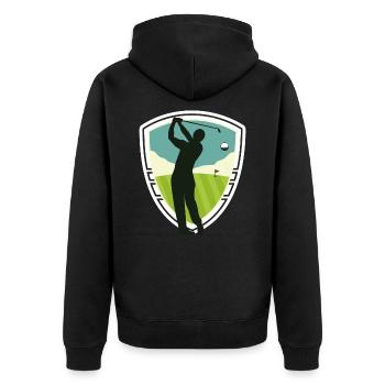 golf - Unisex Premium Organic Zip Hoodie - black - Back - Nico (187cm)