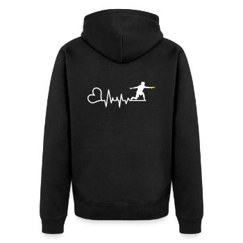 Frisbee - Unisex Premium Bio Zip Hoodie - Schwarz - Hinten - Nico (187cm)