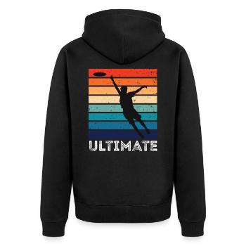 Frisbee - Unisex Premium Bio Zip Hoodie - Schwarz - Hinten - Nico (187cm)