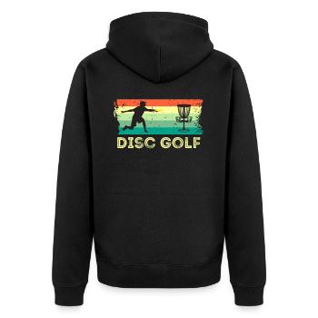 Frisbee - Unisex Premium Bio Zip Hoodie - Schwarz - Hinten - Nico (187cm)