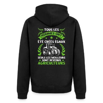 Drôle Tracteur Et De Cadeau D'Un Agriculteur - Unisex Premium Bio Zip Hoodie - Schwarz - Hinten - Nico (187cm)