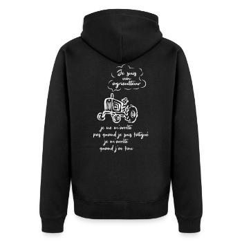 Drôle Tracteur Et De Cadeau D'Un Agriculteur - Unisex Premium Bio Zip Hoodie - Schwarz - Hinten - Nico (187cm)