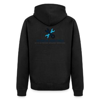 Ich mache keine Pause Werkzeug braucht Erholung - Unisex Premium Bio Zip Hoodie - Schwarz - Hinten - Nico (187cm)