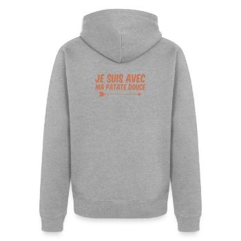 Je suis avec ma patate douce - Veste à capuche bio Premium Unisexe - gris chiné - Dos - Nico (187cm)