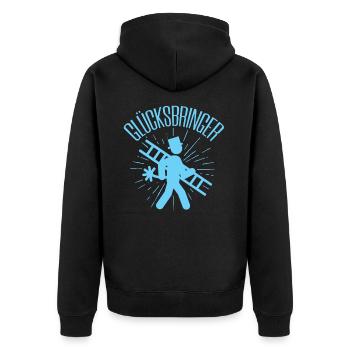 Glücksbringer Schornsteinfeger Kaminfeger Geschenk - Unisex Premium Bio Zip Hoodie - Schwarz - Hinten - Nico (187cm)