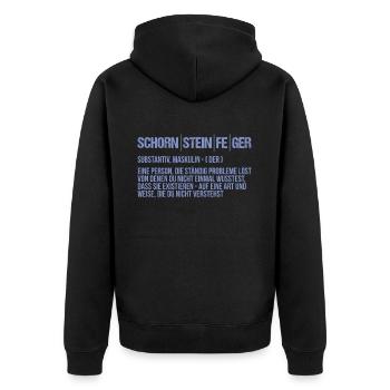 Definition Eines Schornsteinfegers Kaminkehrer - Unisex Premium Bio Zip Hoodie - Schwarz - Hinten - Nico (187cm)