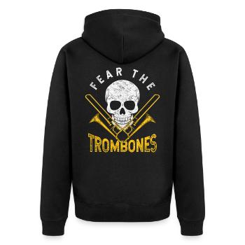 Posaune Orchester - Unisex Premium Bio Zip Hoodie - Schwarz - Hinten - Nico (187cm)