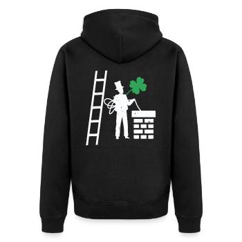 Schonsteinfeger lucky charm shamrock gift - Unisex Premium Organic Zip Hoodie - black - Back - Nico (187cm)