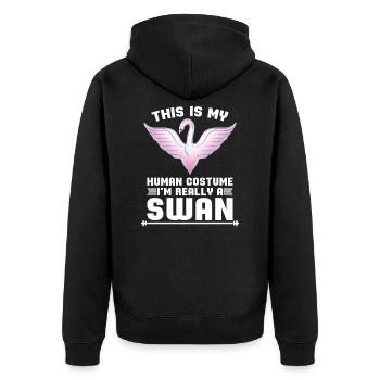 Schwan - Unisex Premium Bio Zip Hoodie - Schwarz - Hinten - Nico (187cm)
