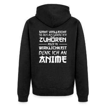 Anime - Unisex Premium Bio Zip Hoodie - Schwarz - Hinten - Nico (187cm)
