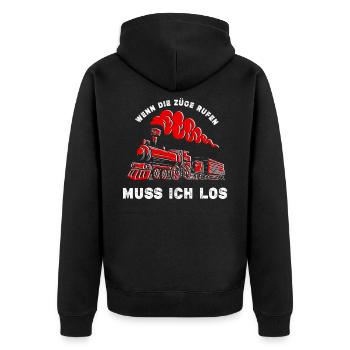 Züge - Unisex Premium Bio Zip Hoodie - Schwarz - Hinten - Nico (187cm)