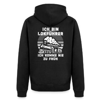 Zug Züge Modeleisenbahn Eisenbahn Geschenk - Unisex Premium Bio Zip Hoodie - Schwarz - Hinten - Nico (187cm)