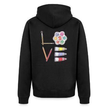 Kunst Malen - Unisex Premium Bio Zip Hoodie - Schwarz - Hinten - Nico (187cm)