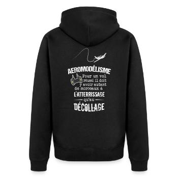 Cadeau modélisme - Pour un vol réussi il faut... - Veste à capuche bio Premium Unisexe - noir - Dos - Nico (187cm)