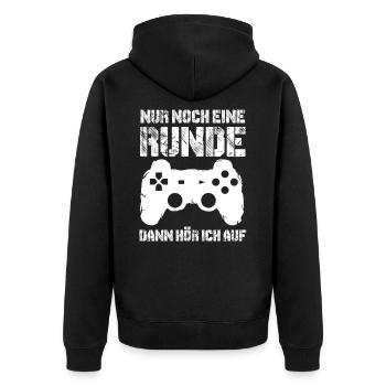 Zocken - Unisex Premium Bio Zip Hoodie - Schwarz - Hinten - Nico (187cm)