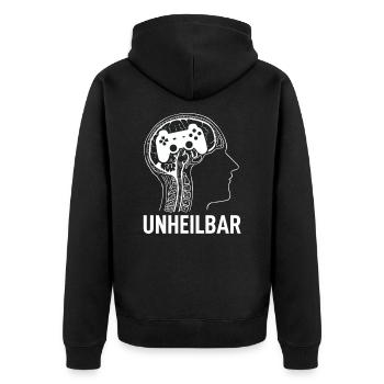 Zocken - Unisex Premium Bio Zip Hoodie - Schwarz - Hinten - Nico (187cm)