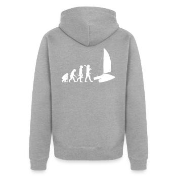 Katamaran Segeln Evolution Segelsport - Unisex Premium Bio Zip Hoodie - Grau meliert - Hinten - Nico (187cm)