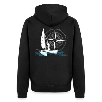 Catamaran voile double coque bateau deux coques - Veste à capuche bio Premium Unisexe - noir - Dos - Nico (187cm)