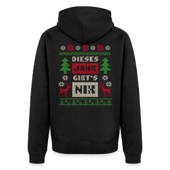 Dieses Jahr gibt's nix Ugly Xmas Sweater Strick - Unisex Premium Bio Zip Hoodie - Schwarz - Hinten - Nico (187cm)