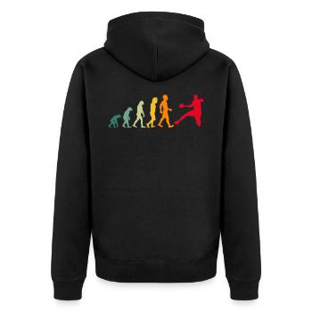 Handball Evolution Handballspieler - Unisex Premium Bio Zip Hoodie - Schwarz - Hinten - Nico (187cm)