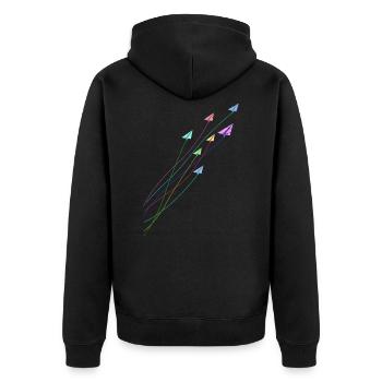 Grue d'art pliante en origami - Veste à capuche bio Premium Unisexe - noir - Dos - Nico (187cm)