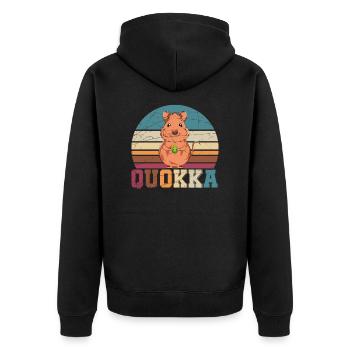 Quokka Australien Tierliebhaber - Unisex Premium Bio Zip Hoodie - Schwarz - Hinten - Nico (187cm)