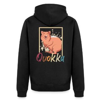 Quokka - Unisex Premium Bio Zip Hoodie - Schwarz - Hinten - Nico (187cm)