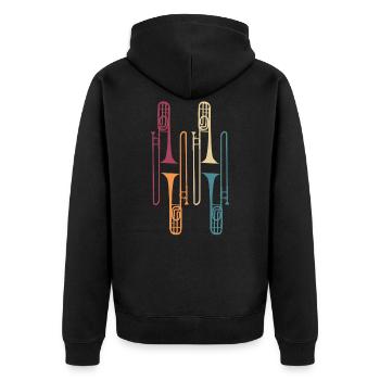 Trombone instrument - Unisex Premium Organic Zip Hoodie - black - Back - Nico (187cm)