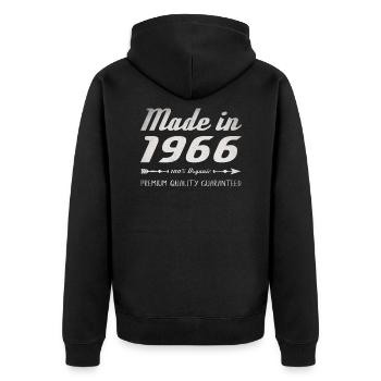 Made In 1966 Birthday Gift 56 Years Retro - Unisex Premium Organic Zip Hoodie - black - Back - Nico (187cm)