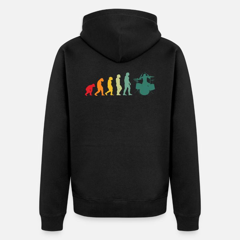Drums evolution drummer musician - Unisex Premium Organic Zip Hoodie - black