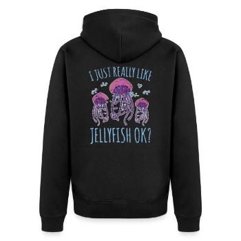 Qualle Qualle - Unisex Premium Bio Zip Hoodie - Schwarz - Hinten - Nico (187cm)