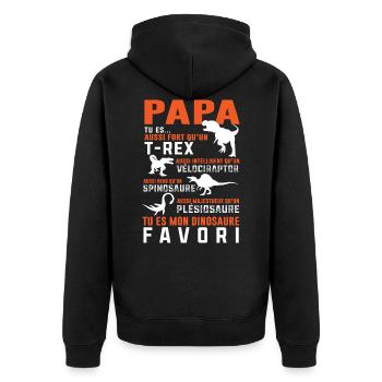 Papa dinosaure cadeau humour - Veste à capuche bio Premium Unisexe - noir - Dos - Nico (187cm)