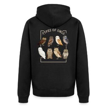 Owl owl - Unisex Premium Organic Zip Hoodie - black - Back - Nico (187cm)