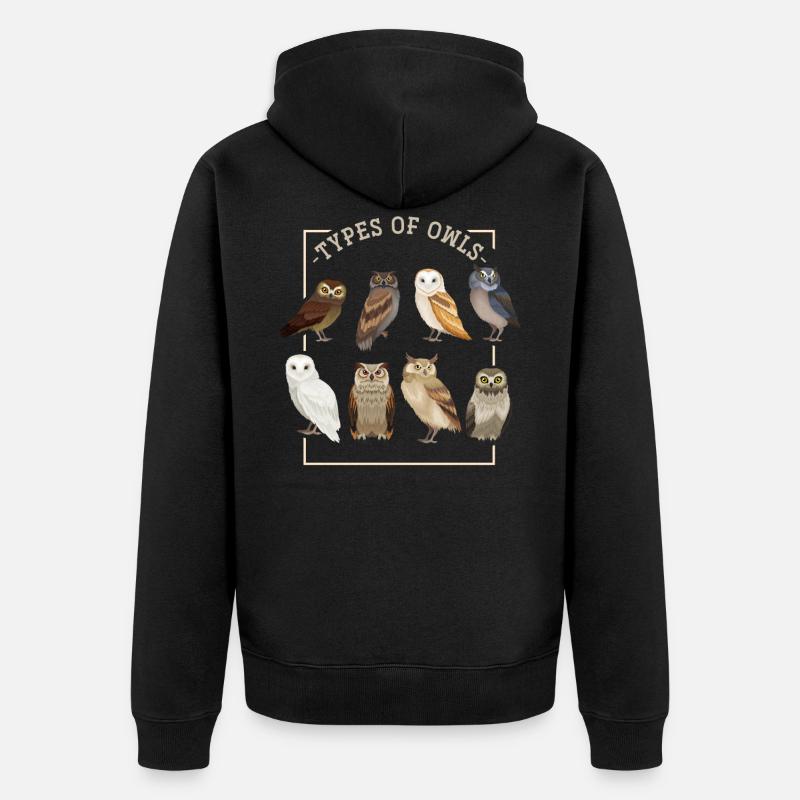 Chouette hibou - Veste à capuche bio Premium Unisexe - noir