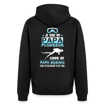 papa plongeur cadeau plongée sous marine - Veste à capuche bio Premium Unisexe - noir - Dos - Nico (187cm)
