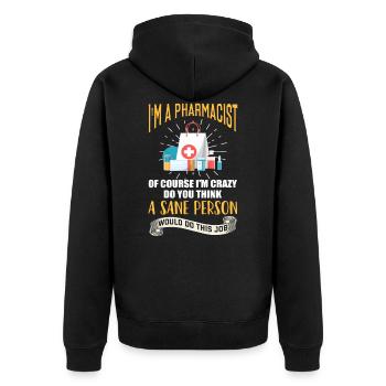 Apotheker Apotheke Medizin Beruf Medikamente - Unisex Premium Bio Zip Hoodie - Schwarz - Hinten - Nico (187cm)