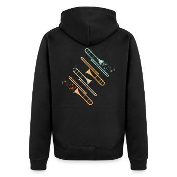Posaune Marching Band - Unisex Premium Bio Zip Hoodie - Schwarz - Hinten - Nico (187cm)