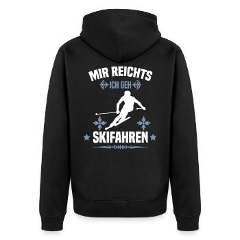Skifahren Shirt Skifahrer Geschenk - Unisex Premium Bio Zip Hoodie - Schwarz - Hinten - Nico (187cm)