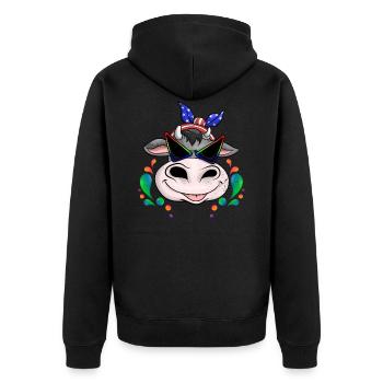 Kuh Dorf Dorfkinder - Unisex Premium Bio Zip Hoodie - Schwarz - Hinten - Nico (187cm)